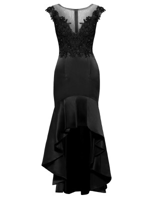 

CAZDZY Scoop Neck Beaded Mermaid Evening Dress