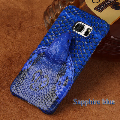 

Genuine Leather Phone Case For Samsung S7 Edge Case Snake Head Rear cover For S8 Note 8 Back Cover