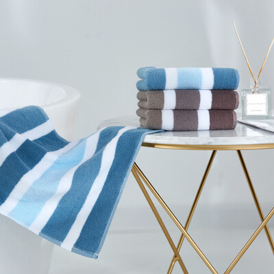 

Jie Liya Grace cotton towel wide striped wash towel soft absorbent adult cotton couple family wash towel value four pack