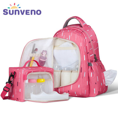 

SUNVENO 2in1 Сумка для пеленки Модная сумка для беременных Mummy Сумка для младенцев Рюкзак для путешествий Мешок для медсестер для ухода за ребенком Mother & Kids