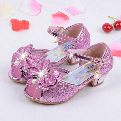 

Children Shoes Girls Sandals High Heels Blue Fashion Sequin Cute Bow Kids Shoes Girls Shoes For Party&Wedding Princess Shoes
