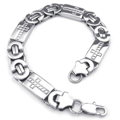 

Hpolw Mens silver Stainless Steel Geometry/cross Lobster clasp Bracelet,10mm(0.4") Length: 8.5"(21.6cm