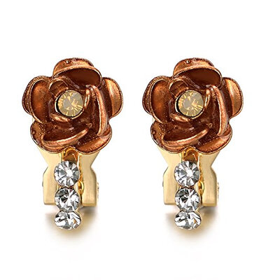 

Yoursfs Clip-on Earrings For Women CZ Wedding Earrings GoldenSilvery Color Jewelry Valentine Gifts