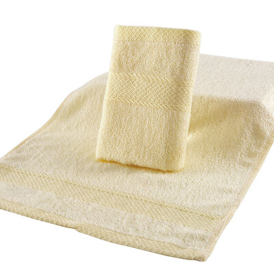 

Chinese knot towel home textile bamboo fiber solid color absorbent soft simple childrens towel yellow 60g strip 3050cm