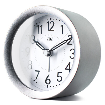 

TXL round metal dial alarm clock student simple lazy bedside small alarm clock creative childrens clock silver