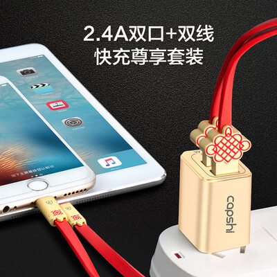

Capshi Apple Charging Kit Dual Port 24A Charging Head Apple Data Cable 12 Meter Gold Two For PhoneXSmaxXR87PlusiPad
