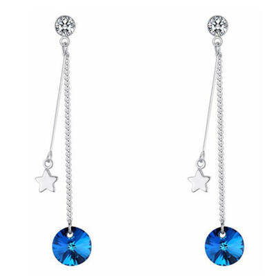 

Long Chain Drop Earrings For Women Wedding Gifts Star Moon Crystal from Austrian Dangle Earring Jewelry -28341