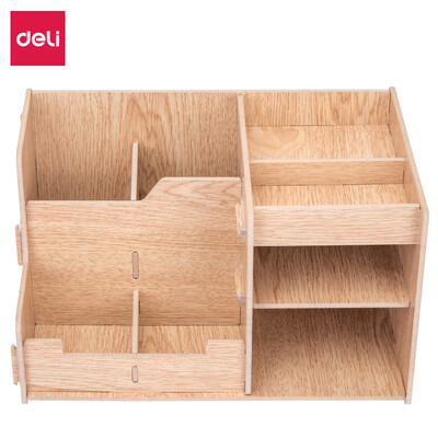 

Deli deli multi-function wooden file box combined storage storage box wood color 79230
