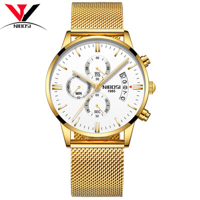 

NIBOSI Quartz Wrist Watch Male Clock Men Watch Fashion Top Brand Luxury Wristwatch Mesh Strap Stainless Steel Waterproof Relogios