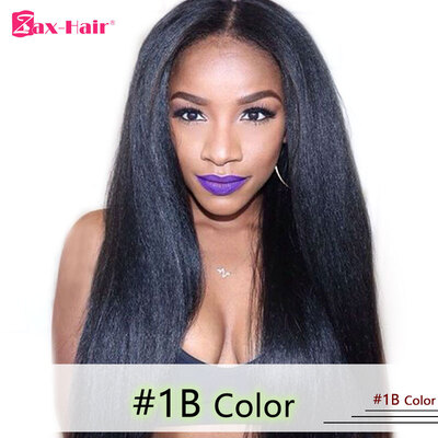 

Yaki Straight Lace Front Wig Brazilian Virgin Human Hair Glueless Lace Front Wigs For Black Women With Baby Hair 150 Density Zax