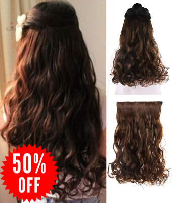 

Rhyme 24" Light Brown Curly Layered One Piece 5 Clips Clip in/on Hair Extensions Hairpieces for Girls/Woman