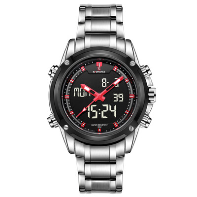 

NAVIFORCE 9050 Men luxury Brand Full Steel Quartz Clock Digital LED Male Sport Watch