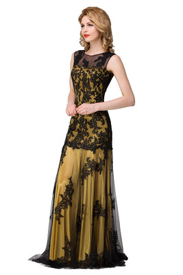 

Elegant Lace Mermaid Long Evening Dresses Bridesmaid Tulle Lace Appliques Scoop Formal Party Gown