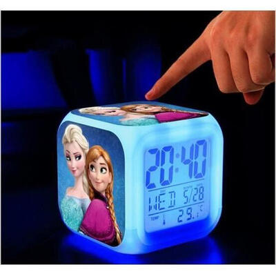 

NEW Alarm Clock Led Light 7 Color Change Lcd Display Watch Masa Saati Vintage Table Пластиковый цифровой термометр