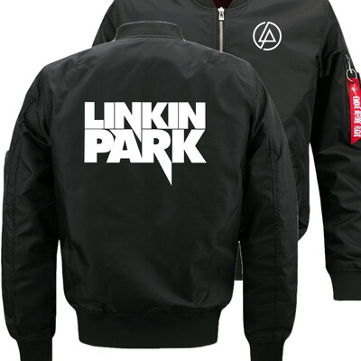 

Linkin Park print Bomber Flight Flying Jacket Winter thicken Warm Zipper Men Jackets Anime Mens Casual Coat