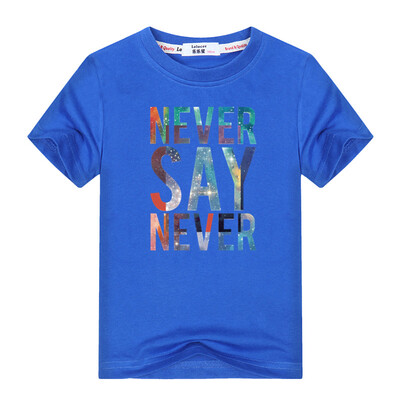 

3-13y Kids Summer Colorful Letter Никогда не говори никогда Футболка мальчиков Девочки 100% Хлопок O-Шея с коротким рукавом Футбол