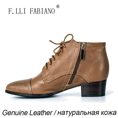 

New Arrival F.LLI.FABIANO Women Martin Shoes Western Cowboy Style Shoes Lace-up and Metal Zipper Deep Mouth Apricot Women L