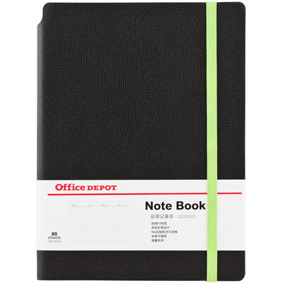 

Office Depot OD2032G Ribbon Series Notepad Notebook Diary Black Leather Green Band Tape 32K