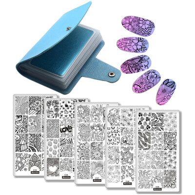 

Nail Stamping Plates Set Lace Flowers Love Nail Art Templates 5pcs Nail Plates 1 Plate Storage Bag Nail Art Template Sets Kits