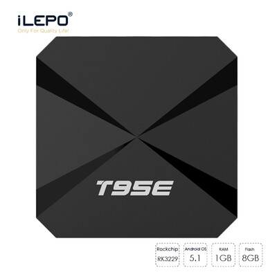 

iLEPO T95E Android 6.0 Smart TV Box RK3229 Quad Core Cortex A7 2.4GHz 1GB 8GB KD16.1 Kodi Player Wifi 100M Google Play Store