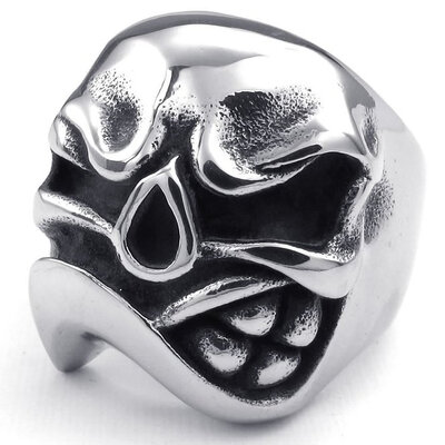 

Hpolw Mens Stainless Steel Ring Gothic Skull Black Silver