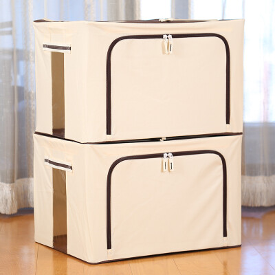 

Visual Oxford cloth storage box quilt clothes sundries storage box 66 liters 2 Pack high-end boutique series beige