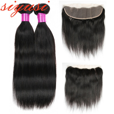 

Siyusi Brazilian Virgin Hair Straight With Lace Frontal Closure Ear To Ear Lace Frontal Closure With Bundles Brazilian Straight