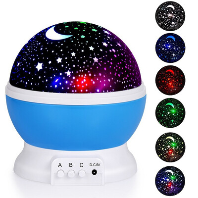 

A new generation of childrens star night light rotating moon star projector 9 color options 360 degree rotating gift night ligh