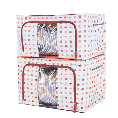 

Youjia polka dot pattern Oxford cloth steel frame clothes storage box Oxford cloth storage box storage box fabric clothing quilt bag storage box one big one small U-5117-K