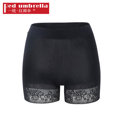 

Uniform · red umbrella safety pants female lace anti-lighting female rose satin seamless three points insurance pants shorts 2 loaded black