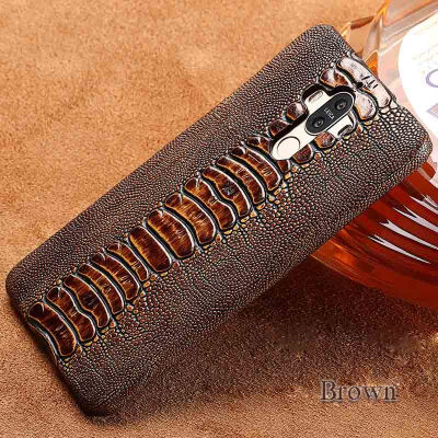 

Genuine Leather Phone Case For Huawei Mate 9 Case Ostrich Foot Texture For P10 P20 Pro Back Cover