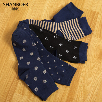 

Nautical Star Stripe Solid Color High Quality Casual Mens Business Socks For Men Cotton Brand Autumn Winter Socks 5 Pairs