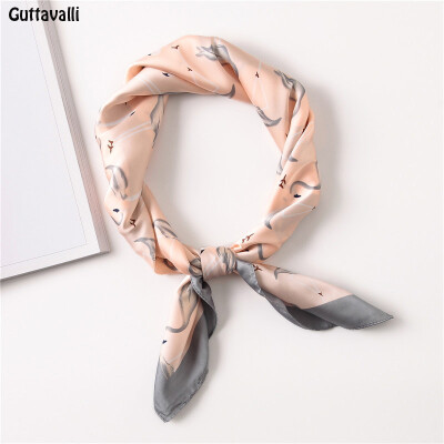 

Guttavalli Women Fashion Geometric Flamingo Square Tie Small Chevron Summer Female Skinny Scarf Bohemia Stripe Satin Square Scarve