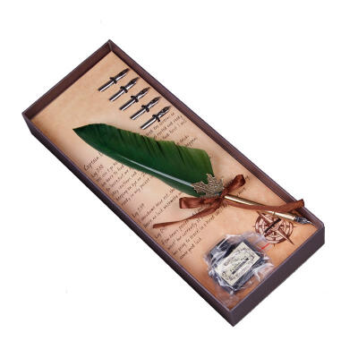 

Goose Feather Pen Vintage Antique Calligraphy Dip Writing Quill Pen Gift Set in Box
