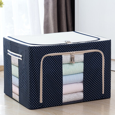 

Wanshijia 72L Oxford cloth storage box finishing storage box cotton quilt clothing hundred-nano box extra large steel frame 1 Pack JD-ZP15 blue dot