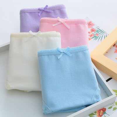 

Kangshu DaiShu womens underwear womens cotton solid color waist briefs 4 gift box color white light pink light blue