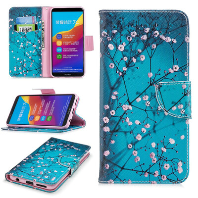 

BEFOSPEY Painting PU LeatherSoft TPU Card Slot Stand Wallet Case For Huawei Honor 7C599"2018