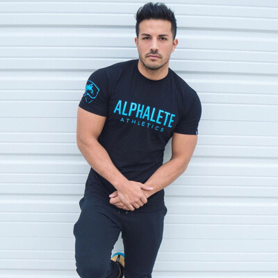 

New Summer Men T-shirt Short Sleeve Cotton Muscle Dr Brothers Print ALPHALETE Fitness T Shirt Skinny Casual Male Tee Top