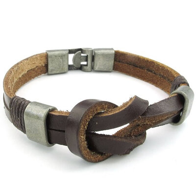 

Hpolw Mens Womens Leather Bracelet Love Infinity Symbol Cuff Bangle Brown