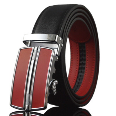 

New Fashion Automatic Buckle Red Belt MenS Belts For Men Solid Stap Cowskin Ceinture Luxe Mens Cintos De Luxo