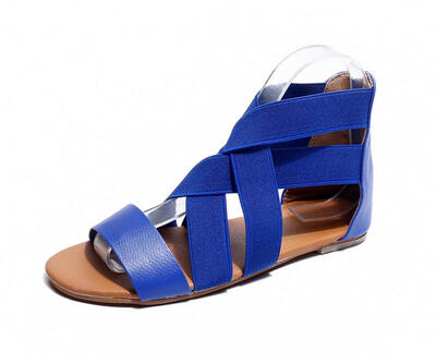 

UniqueFashion Women Summer Fashion Elastic Ankle Strap Open -Toe Flat Sandals Shoes
