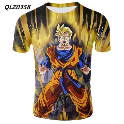 

Large Size Mens Fashion Casual T-shirt Dragon Ball Anime Print T-shirt Short Sleeve Slim Sport T-shirt Top