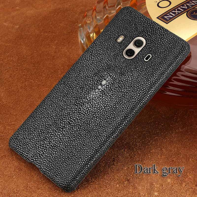 

Genuine Leather Phone Case For Huawei Mate 10 Case Natural Pearl Fish Skin Back Cover For P10 Case