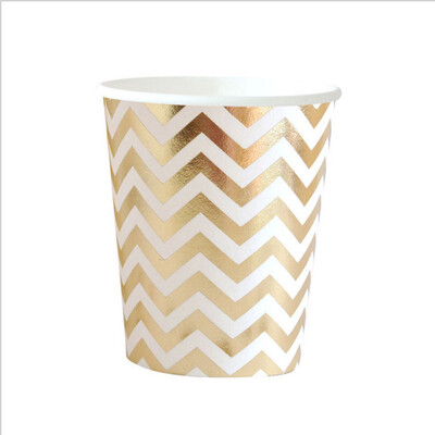

FANLUS Disposable Tableware Sets Paper Party Plates wedding decoration party supplies Metallic Gold Striped Birthday Parties