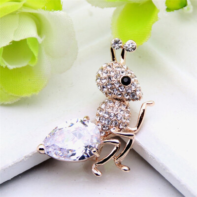 

Cute Women Ant Brooch Pin Rhinestone Большой кристалл Ювелирные изделия Золото Цвет Броши для животных Броши Леди Лацкан Шарф Pin