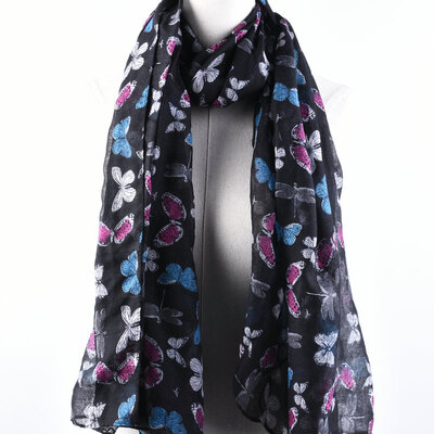

Guttavalli Nice Women Soft Butterfly Shawl Summer Chevron Printing Animals Long Scarf Viscose Stripes Geometric Skinny Wraps