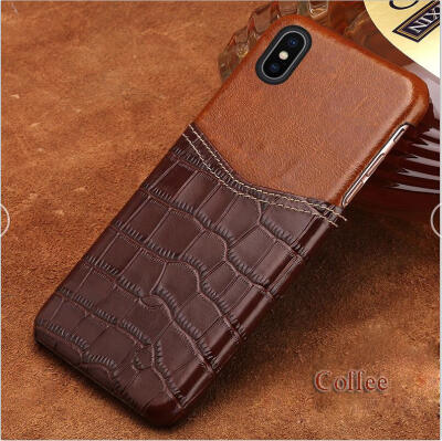 

LANGSIDI Genuine Leather Phone Case For iPhone X Case Crocodile Texture&Oil wax skin Card slot Back Cover