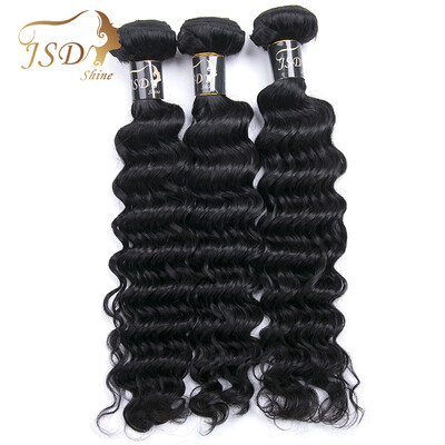 

JSDShine Hair Products 7A Brazilian Virgin Hair Deep Wave 3 Bundles Unprocessed Human Hair Bundles Virgin Hair Natural Black Color