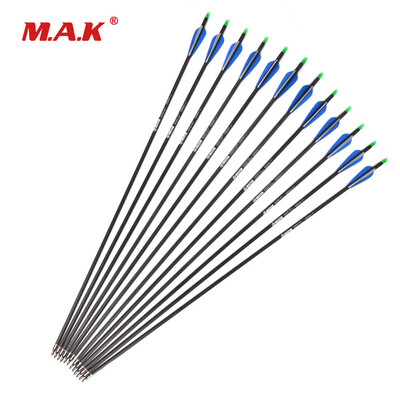 

24 шт. 30 дюймов Spine 340 Dia 7.5mm Pure Carbon Arrow Shaft со съемным наконечником для Recurve Compound Bow Hunting Shooting