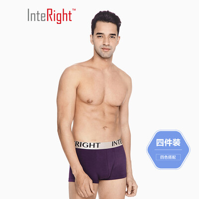 

INTERIGHT Panties Mens Stretch Wide Elastic Solid Color Smoothing Boxer 4 Boxed Bright Color Group A